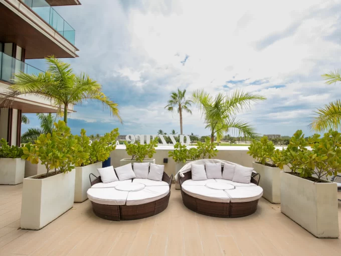 cap cana terrace daybeds palm view